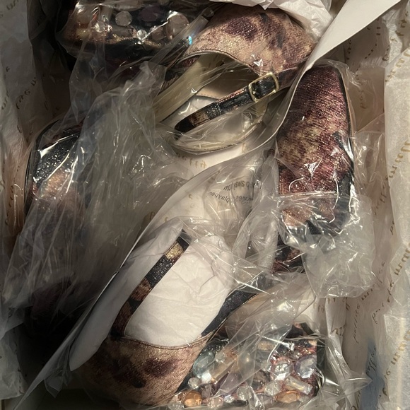 Bettye Muller Rhinestone Metallic Heels - Picture 7 of 10